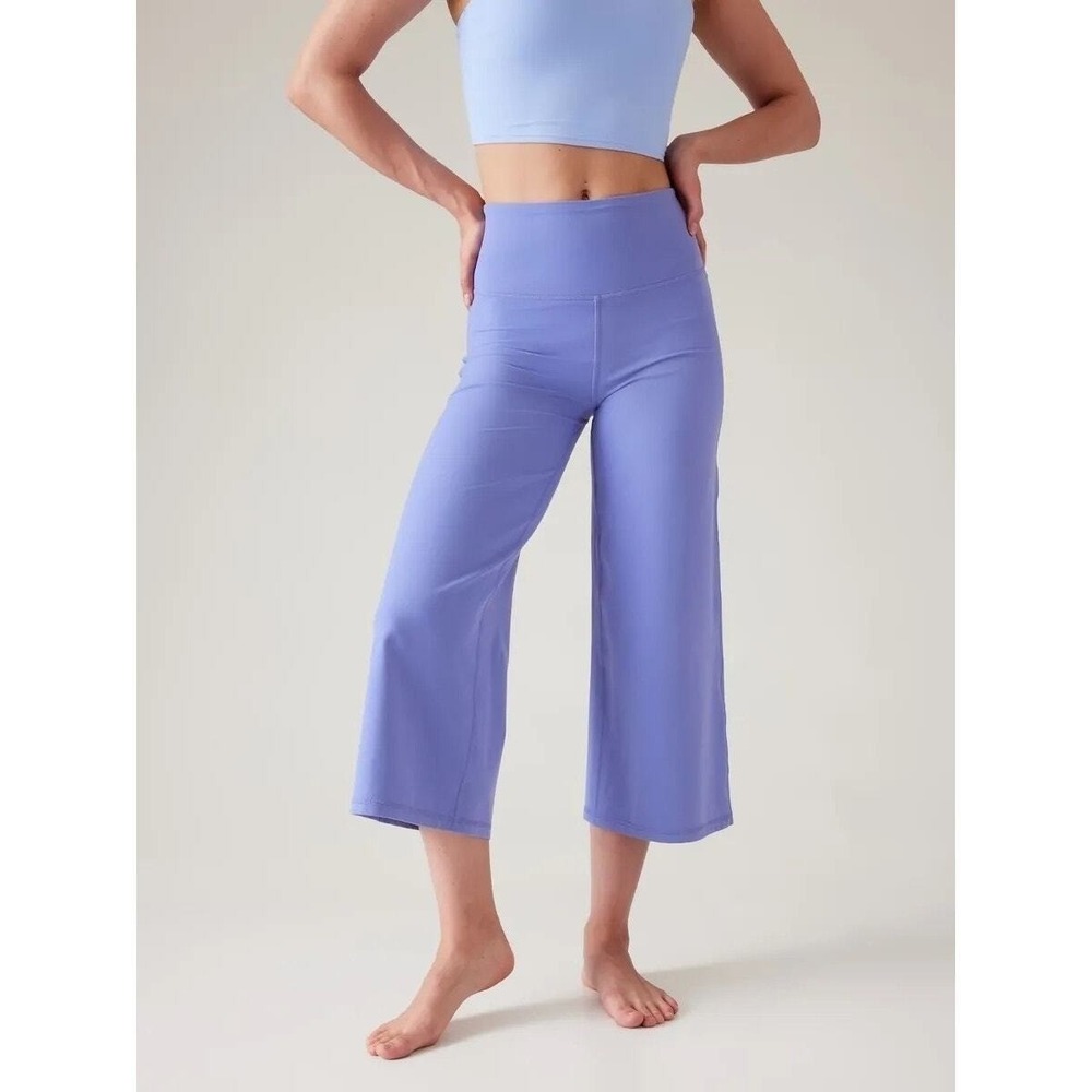 Athleta Elation Wide Crop Leggings Periwinkle Blue High Rise Yoga Athleisure - Picture 2 of 11